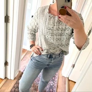 Habitat Light Green Grey Tribal Boho 3/4 Sleeve Tunic Size XS